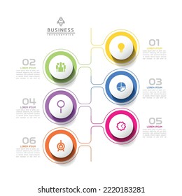 Circular Connection Steps business Infographic Template with 6 Element
