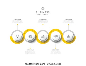 Circular Connection Steps business Infographic Template with 5 Element