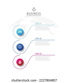 Circular Connection Steps business Infographic Template with 3 Element