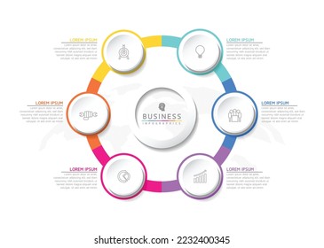 Circular Connection Steps business Infographic Template with 6 Element