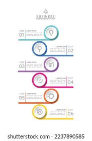 Plantilla Infográfica de Negocios de Pasos de Conexión Circular con 6 Elementos