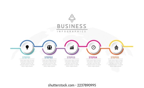 Plantilla Infográfica de Negocios de Pasos de Conexión Circular con 5 Elementos