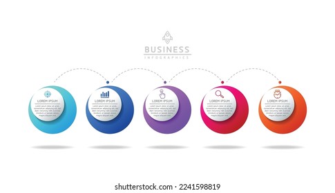 Circular Connection Steps business Infographic Template with 5 Element