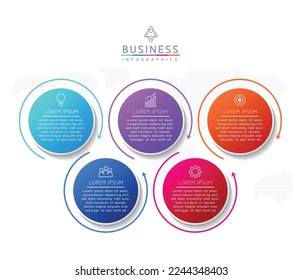 Circular Connection Steps business Infographic Template with 5 Element