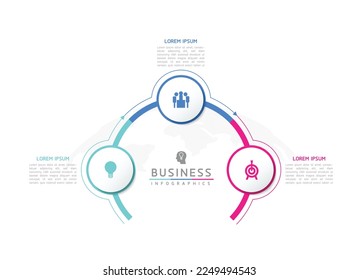 Circular Connection Steps business Infographic Template with 3 Element