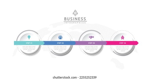 Circular Connection Steps business Infographic Template with 4 Element