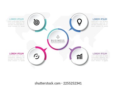 Circular Connection Steps business Infographic Template with 4 Element