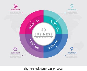 Circular Connection Steps business Infographic Template with 4 Element