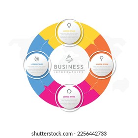 Circular Connection Steps business Infographic Template with 4 Element