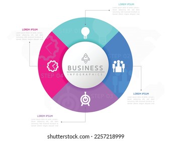 Circular Connection Steps business Infographic Template with 4 Element
