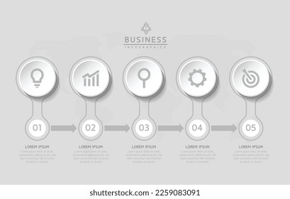 Circular Connection Steps business Infographic Template with 5 Element