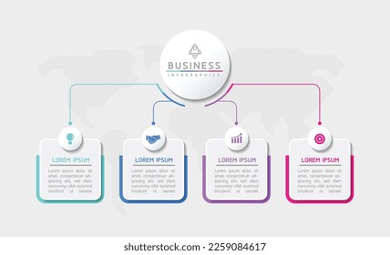Circular Connection Steps business Infographic Template with 4 Element