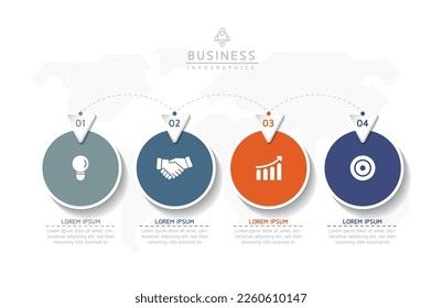 Circular Connection Steps business Infographic Template with 4 Element