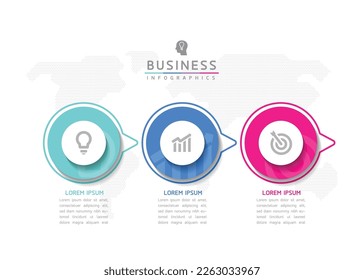 Circular Connection Steps business Infographic Template with 3 Element