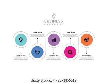 Circular Connection Steps business Infographic Template with 5 Element