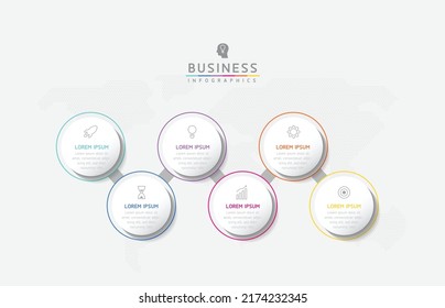 Circular Connection Steps Infographic Template with 6 Element