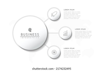Circular Connection Steps Infographic Template with 3 Element

