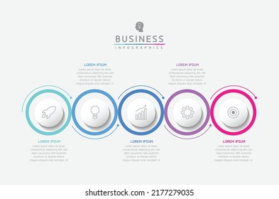 Plantilla infográfica de pasos de conexión circular con 5 elementos