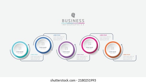 Circular Connection Steps Infographic Template with 5 Element