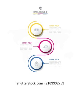 Circular Connection Steps Infographic Template with 3 Element