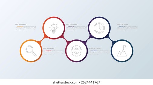 Circular Connection Steps Infographic Template with 5 circle