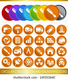 CIRCULAR CONSTRUCTION AND ENGINEERING ICONS / Set of icons easy for modify.