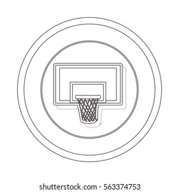 circular contour of silhouette square basketball hoop