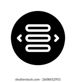 Circular control icon with menu lines and side scroll arrows