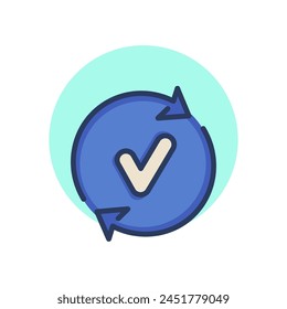Circular control line icon. Checkmark, approval, arrow outline sign. Check marks and business concept. Vector illustration symbol element for web design and apps