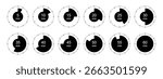 Circular Countdown Timer Icons Set – 5-60 Minute Pie Charts Vector