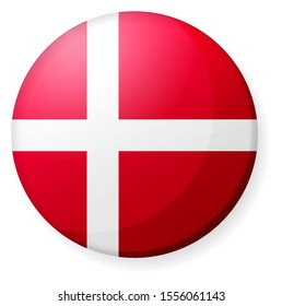 Circular country flag icon illustration ( button badge ) / Denmark