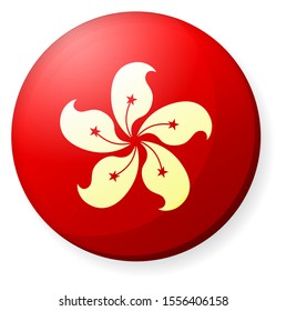 Circular country flag icon illustration ( button badge ) / Hong kong