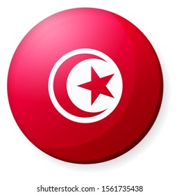 Circular country flag icon illustration ( button badge ) / Tunisia