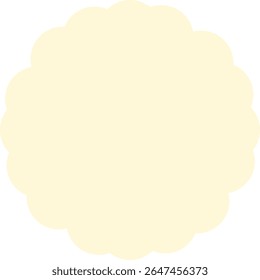 Circular cream label with floral petal edges, great for decorative elements, cards, stickers, or feminine design accents.