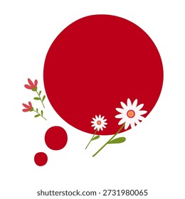 Forma circular carmesí adornada con hermosas margaritas en flor y Pequeños acentos florales
