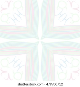 Circular cross pattern with zodiac signs, striped. Hand drawn.