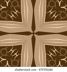 Circular cross pattern with zodiac signs, striped. Hand drawn.