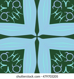Circular cross pattern with zodiac signs, striped. Hand drawn.