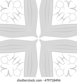 Circular cross pattern with zodiac signs, striped. Hand drawn.