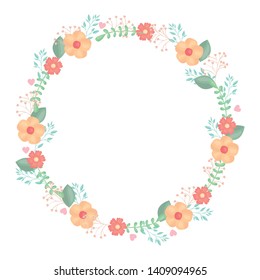 circular crown with flowers and leafs decoration