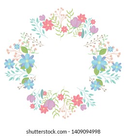 circular crown with flowers and leafs decoration