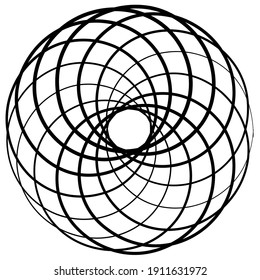 Circular curlicue, looped shape, element vector illustration