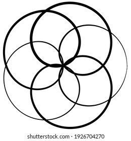 Circular curlicue, looped shape, element vector illustration. Spiral, swirl, and twirl knot shape. Volute, helix design element