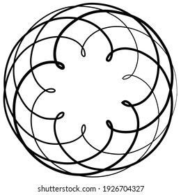 Circular curlicue, looped shape, element vector illustration