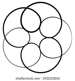 Circular curlicue, looped shape, element vector illustration