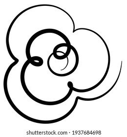 Circular curlicue, looped shape, element vector illustration