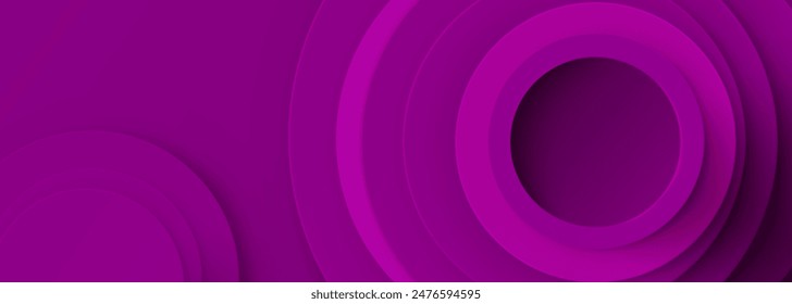 Circular cut paper layers background. Realistic 3d vector geometric radial cutout cardboard backdrop. Banner template with subtle circle pieces of paper with bright gradient color and shadows.