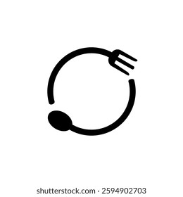 circular cutlery icon, simple flat style, logo template sign symbol vector illustration pictogram, for ui or ux isolated on white for mobile app, editable