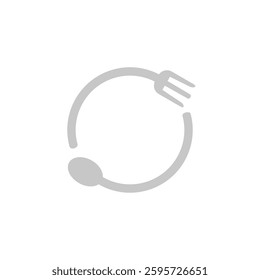 circular cutlery icon, simple flat style, logo template sign symbol vector illustration pictogram, for ui or ux isolated on white for mobile app, editable