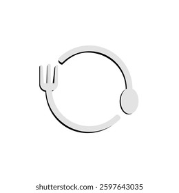 circular cutlery icon, simple flat style, logo template sign symbol vector illustration pictogram, for ui or ux isolated on white for mobile app, editable